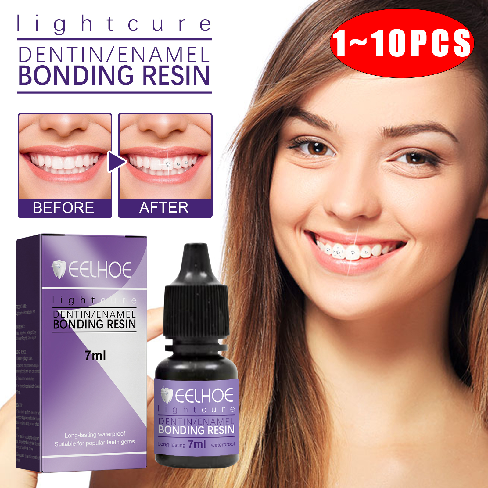Teeth Whitening Uv Kit - Tooth Gem Glue Dental Adhesive for