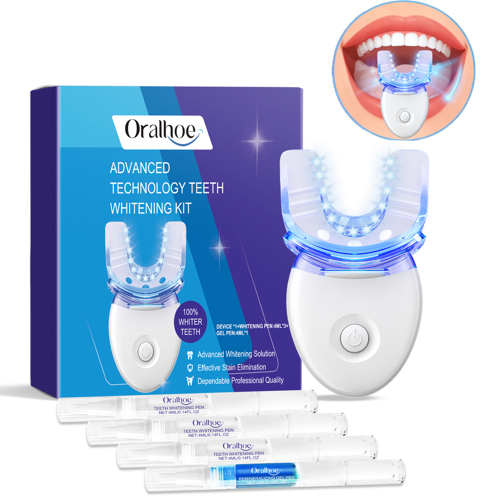 Teeth Whitening With Peroxide - Professional Teeth Whitening LED Light Kit