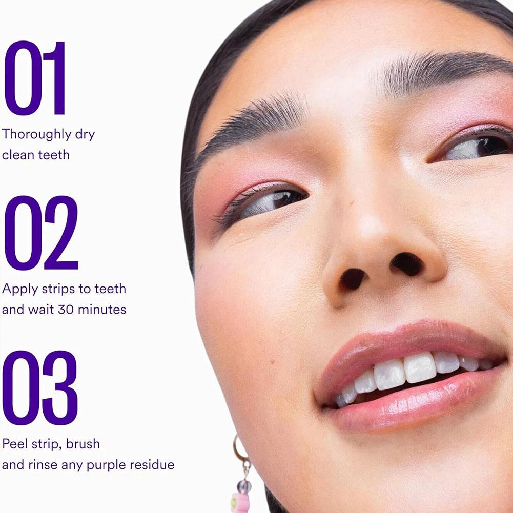Purple Whitening Tooth Strips  - Teeth Whitening Routine บทวิจารณ์และราคา