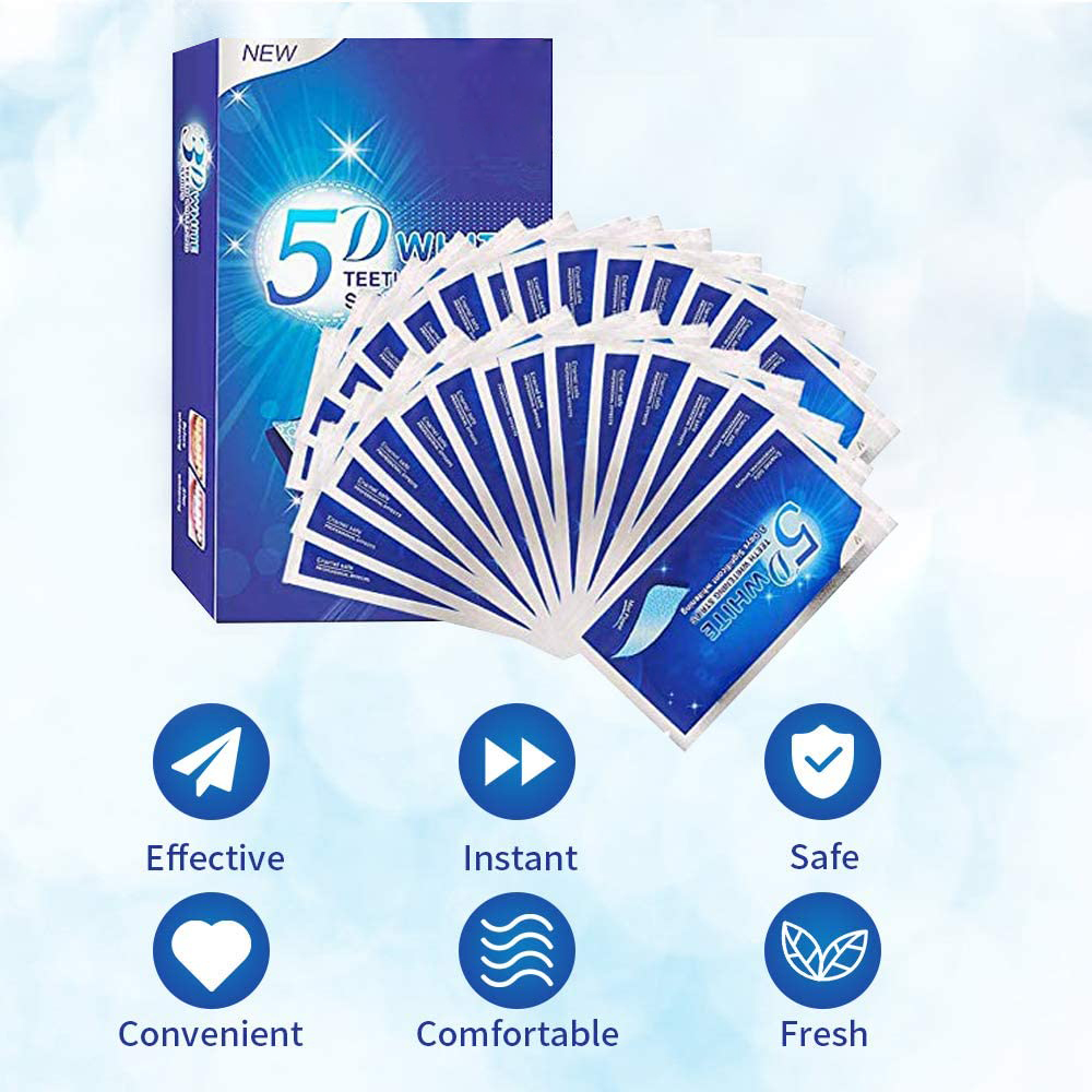 5D White Teeth Whitening Strip - Teeth Whitening Effective บทวิจารณ์และราคา